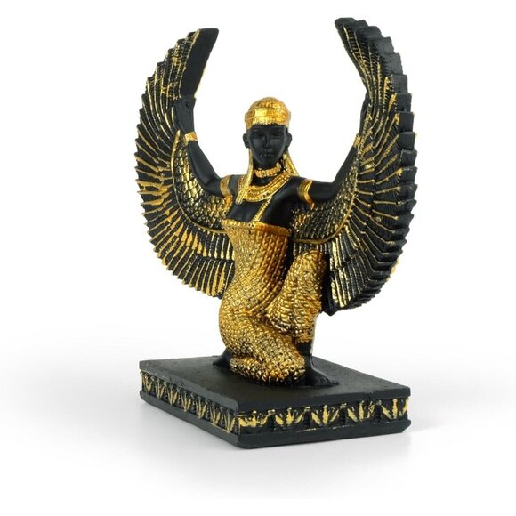 Open Wings Kneeling Egyptian Isis Figurine Ancient Goddess Sculpture Decor - Picture 5 of 6